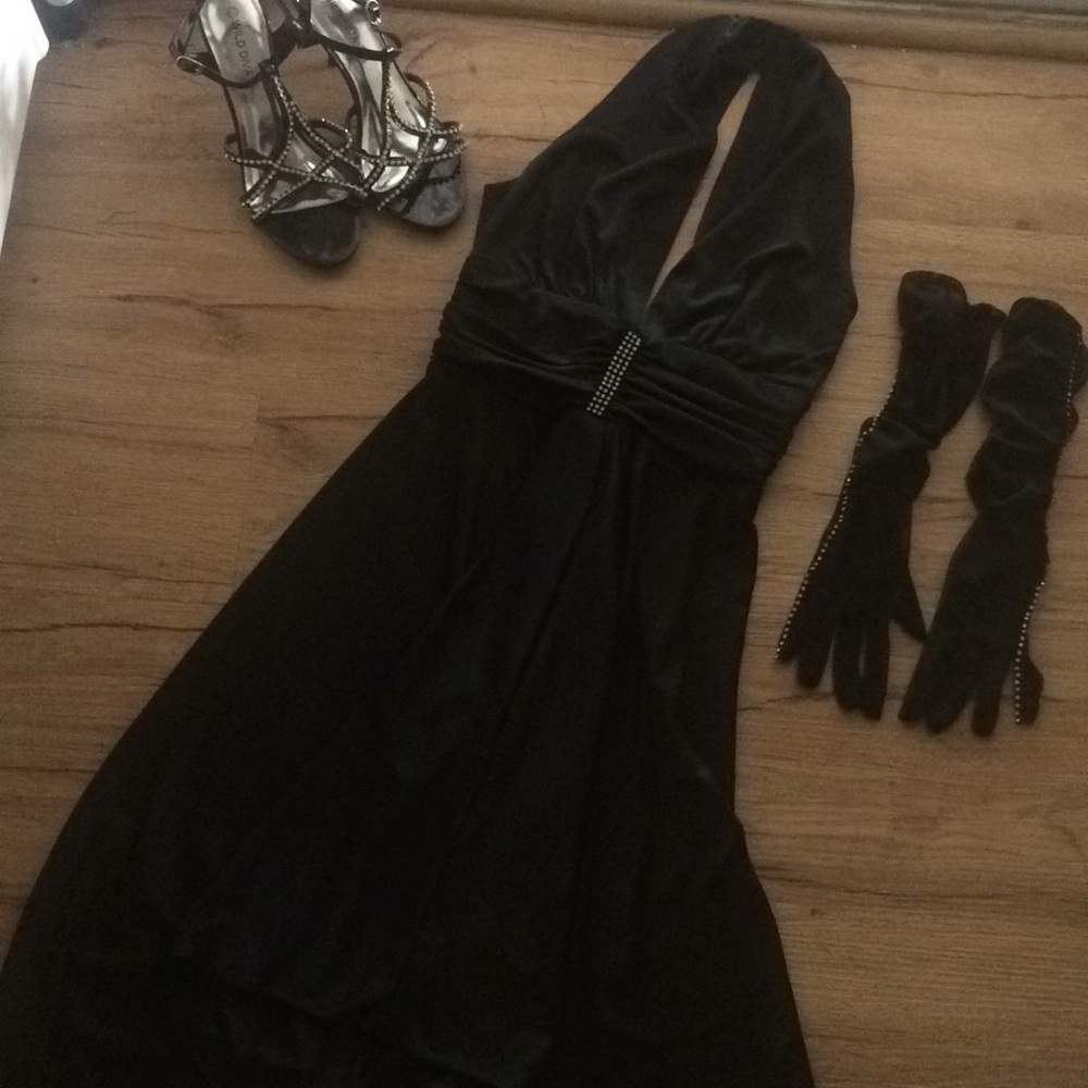 ✨Set of formal/dressy black dress, heels, gloves
